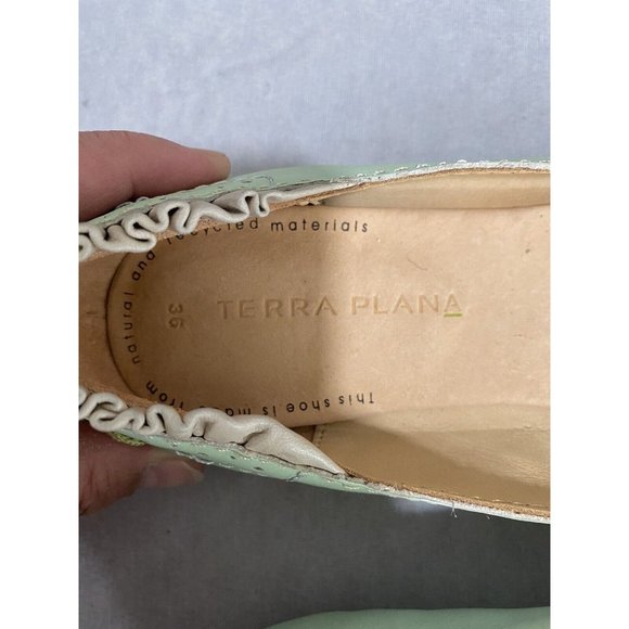 Terra Plana Womens Slip Ons Flats Green Ivory Leather Size EU 36 US 6 - Picture 12 of 13